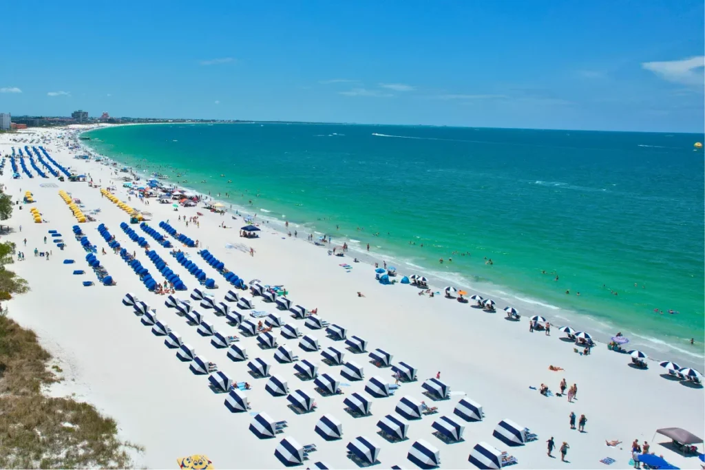 Stunning aerial view of St. Pete Beach coastline