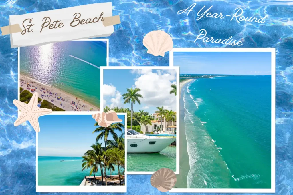 Collage showing St. Pete Beach across all four seasons
